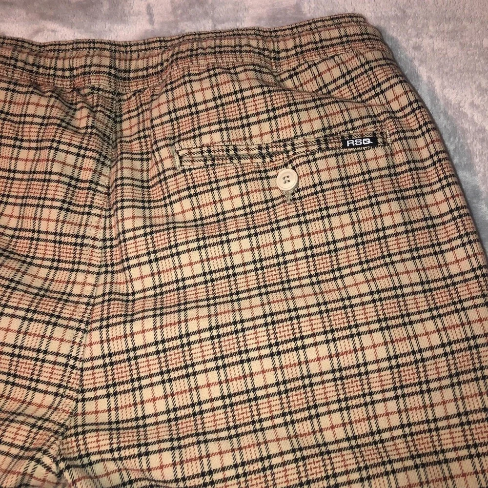 RSQ Pants Men's Size Large Beige Plaid Pull On Pants Elastic Waist Casual Pocket